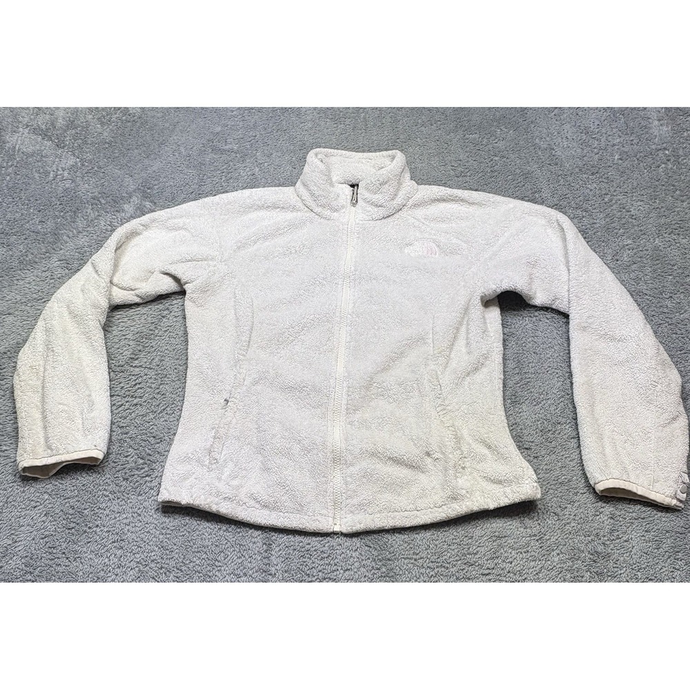 The‎ North Face Jacket Womens S White Full Zip Fleece Soft Fuzzy Osito *SPOTS